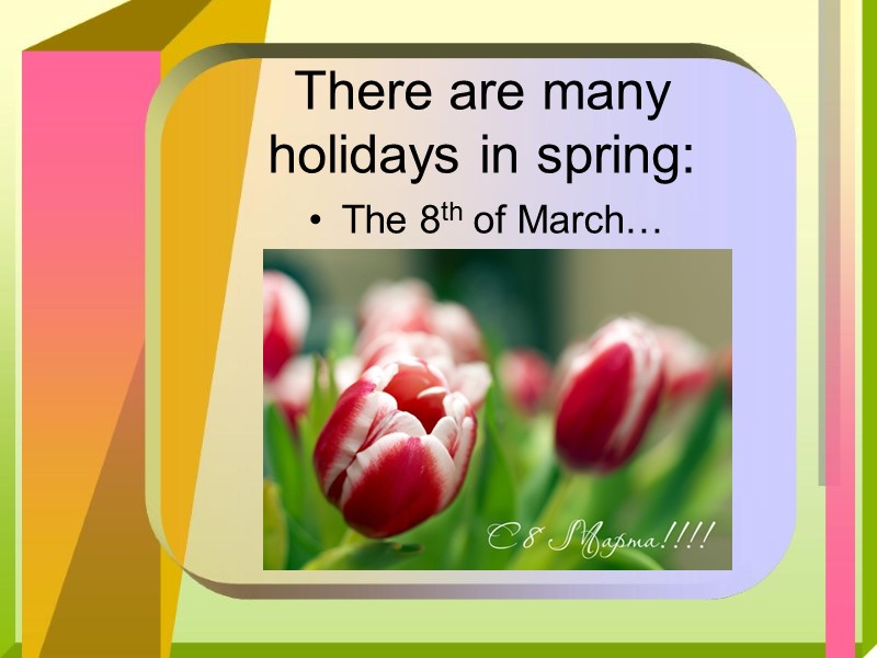 There are many holidays in spring: The 8th of March…